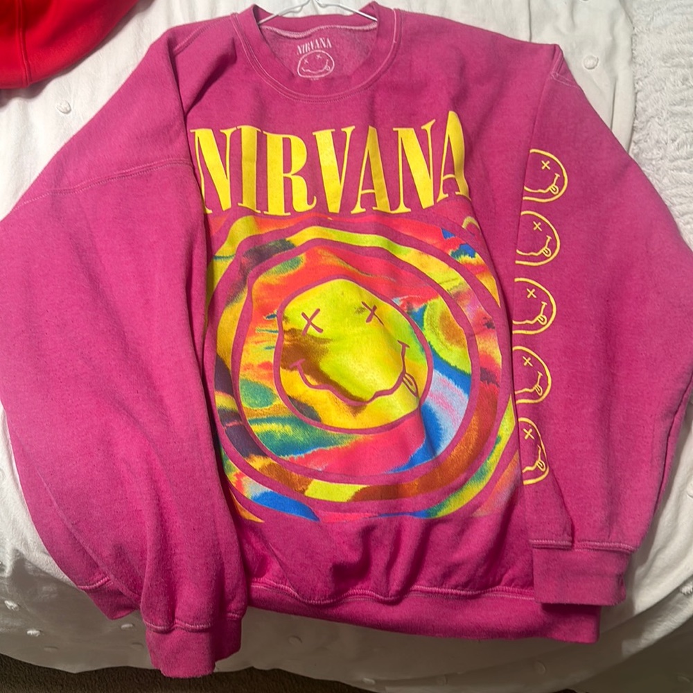 urban outfitters hot pink nirvana crewneck. worn like three times